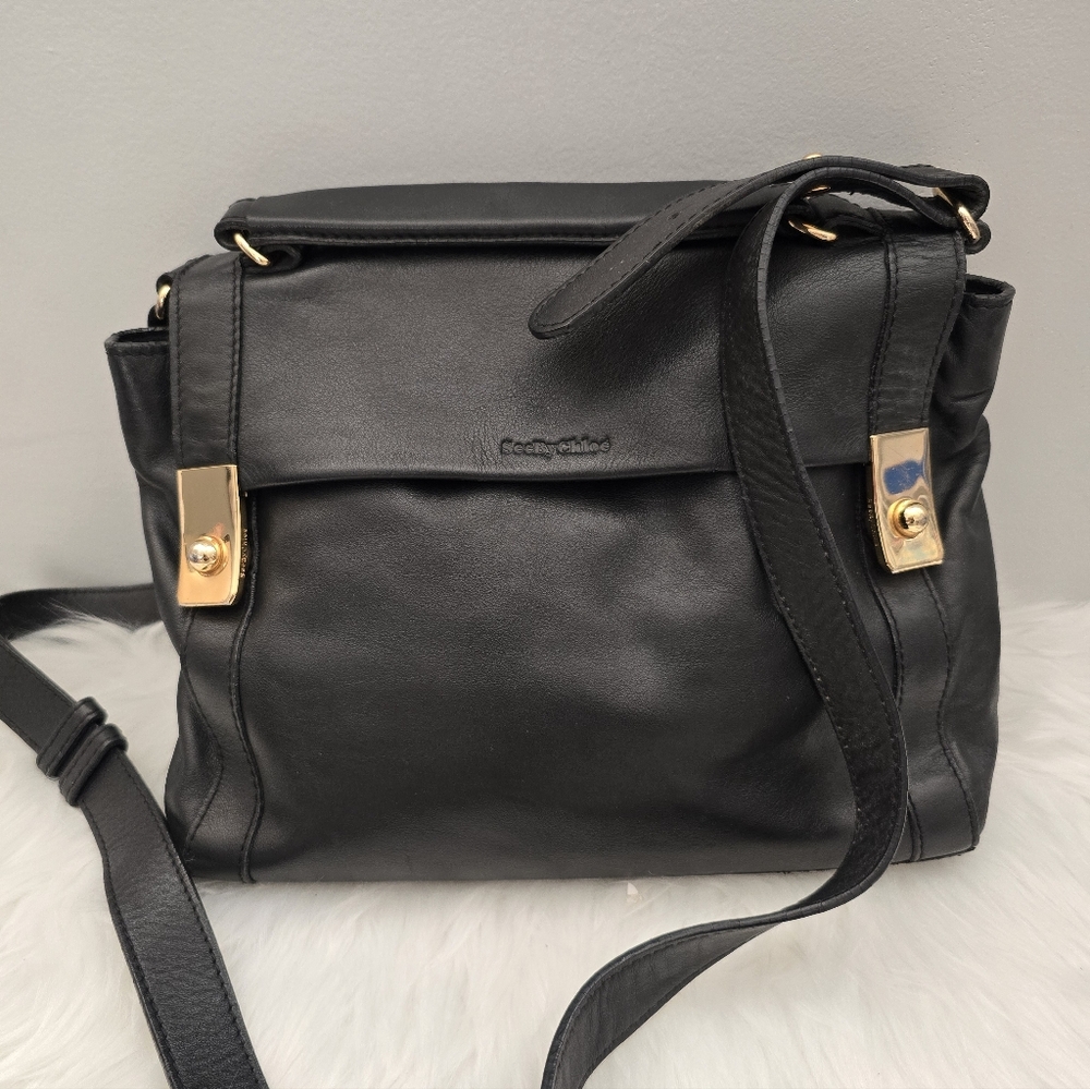 See By Chloe Black Interior Bag with Gold Accent